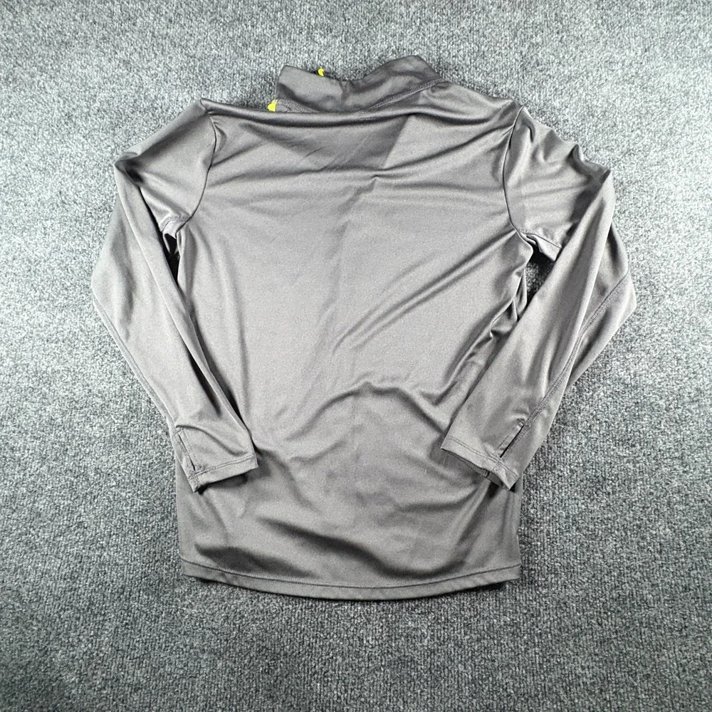 Gap Fit T-Shirt Boys XL Charcoal Gray Quarter Zip Stand Up‎ Collar Performance